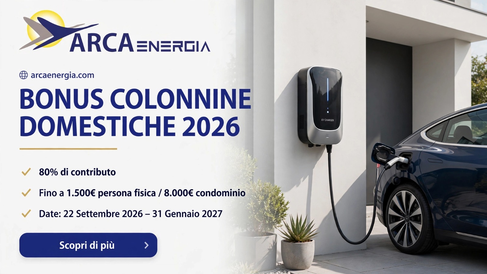 Bonus Colonnine Domestiche 2026: contributo dell’80% per l’installazione della wallbox